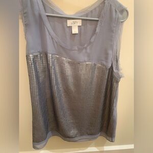 LOFT Women's Shimmering Silver Tank Top
